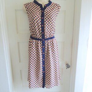 Pink Martini Blue & Orange Geo Print Retro Dress S *Runs L